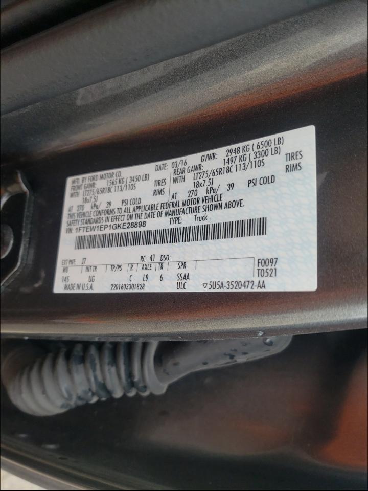 Photo 10 from auction – 2016 FORD F150 SUPER with VIN 1FTEW1EP1GKE28898