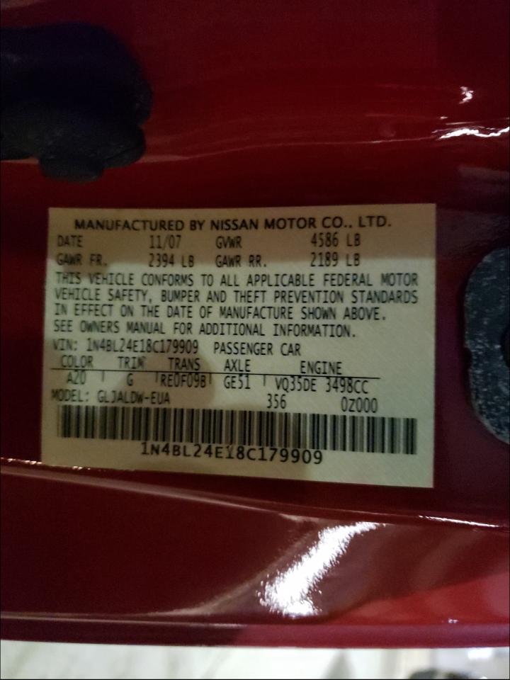 Photo 10 from auction – 2008 NISSAN ALTIMA 3.5 with VIN 1N4BL24E18C179909