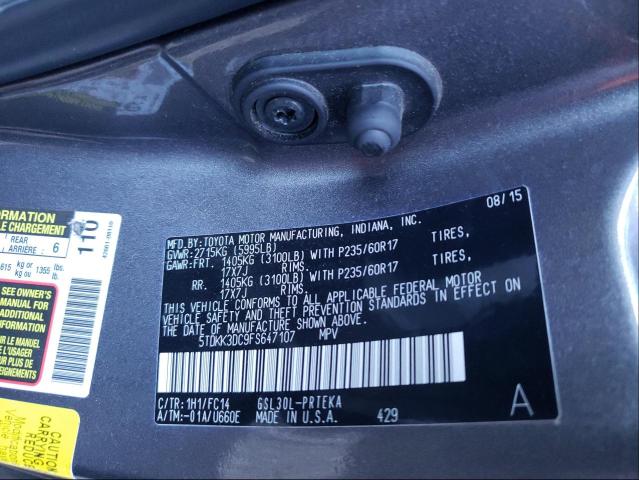 Photo 10 from auction – 2015 TOYOTA SIENNA LE with VIN 5TDKK3DC9FS647107