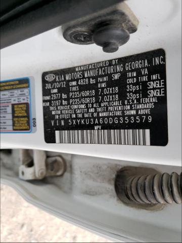 Photo 10 from auction – 2013 KIA SORENTO EX with VIN 5XYKU3A60DG353579