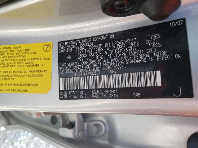 Photo 10 from auction – 2008 TOYOTA HIGHLANDER with VIN JTEDS41AX82025011