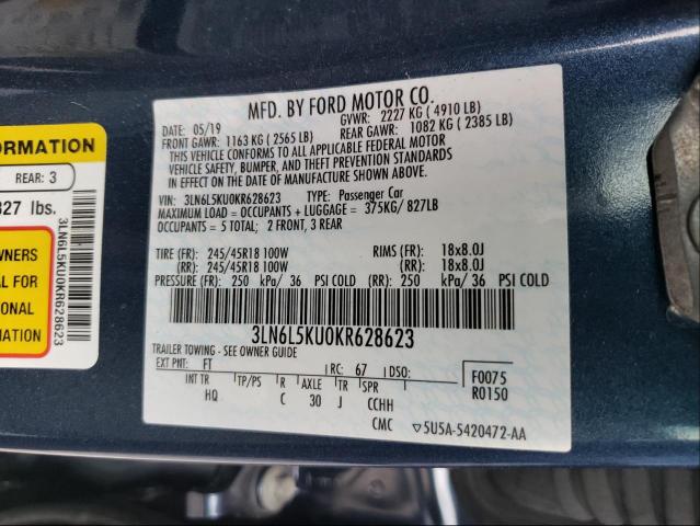 Photo 10 from auction – 2019 LINCOLN MKZ with VIN 3LN6L5KU0KR628623