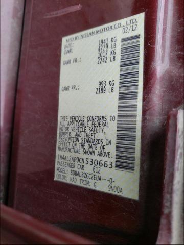 Photo 10 from auction – 2012 NISSAN ALTIMA BAS with VIN 1N4AL2AP0CN530663