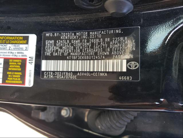 Photo 10 from auction – 2011 TOYOTA CAMRY BASE with VIN 4T1BF3EK6BU124574