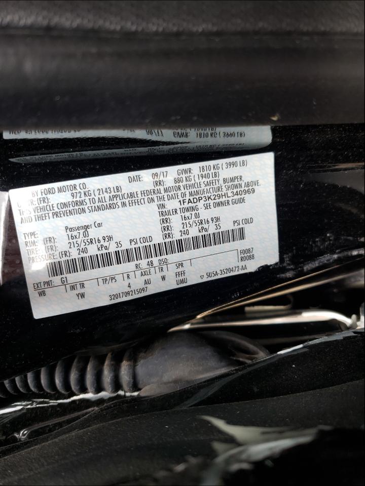 Photo 10 from auction – 2017 FORD FOCUS SE with VIN 1FADP3K29HL340969