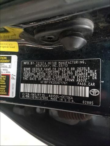 Photo 10 from auction – 2013 TOYOTA CAMRY L with VIN 4T1BF1FK3DU671761