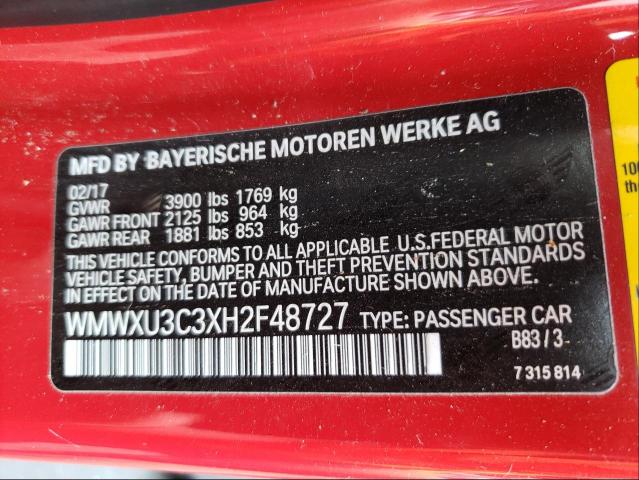 Photo 10 from auction – 2017 MINI COOPER S with VIN WMWXU3C3XH2F48727