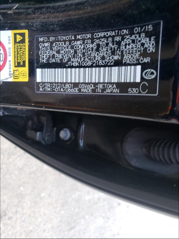 Photo 10 from auction – 2015 LEXUS ES 350 with VIN JTHBK1GG8F2183722