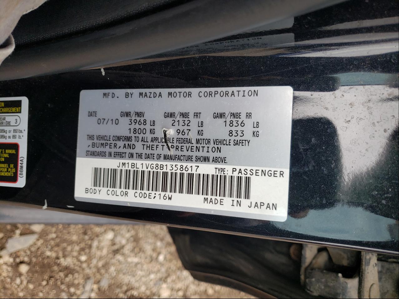 Photo 10 from auction – 2011 MAZDA 3 I with VIN JM1BL1VG8B1358617