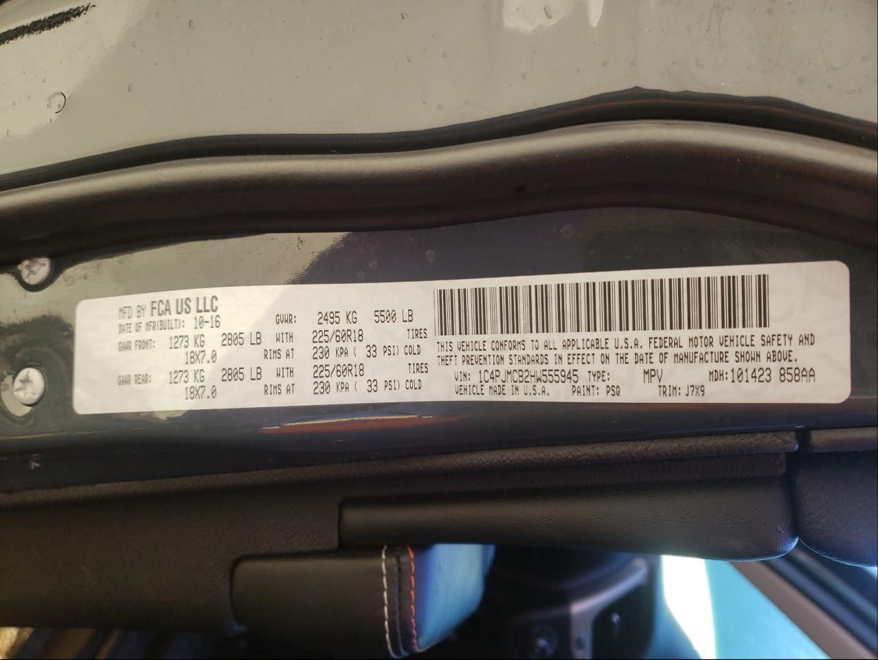 Photo 10 from auction – 2017 JEEP CHEROKEE L with VIN 1C4PJMCB2HW555945