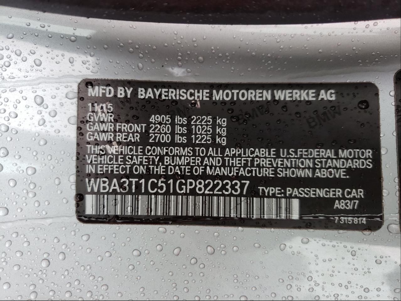 Photo 10 from auction – 2016 BMW 428 XI SUL with VIN WBA3T1C51GP822337