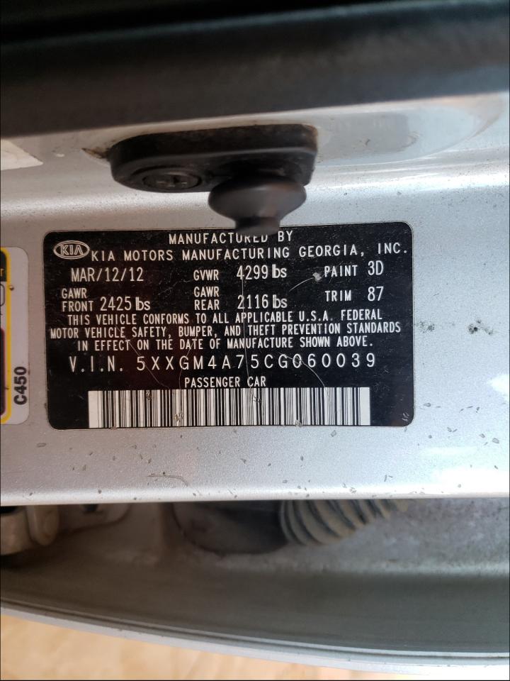 Photo 10 from auction – 2012 KIA OPTIMA LX with VIN 5XXGM4A75CG060039