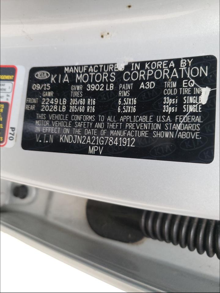 Photo 10 from auction – 2016 KIA SOUL with VIN KNDJN2A21G7841912