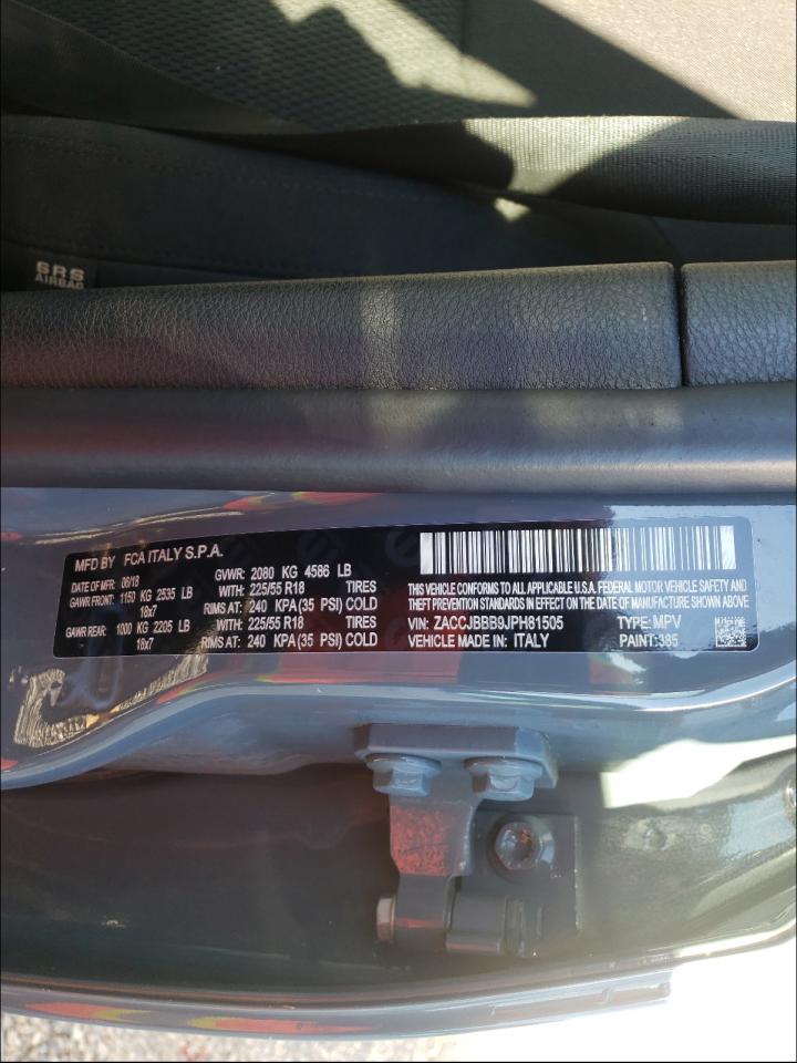 Photo 10 from auction – 2018 JEEP RENEGADE L with VIN ZACCJBBB9JPH81505