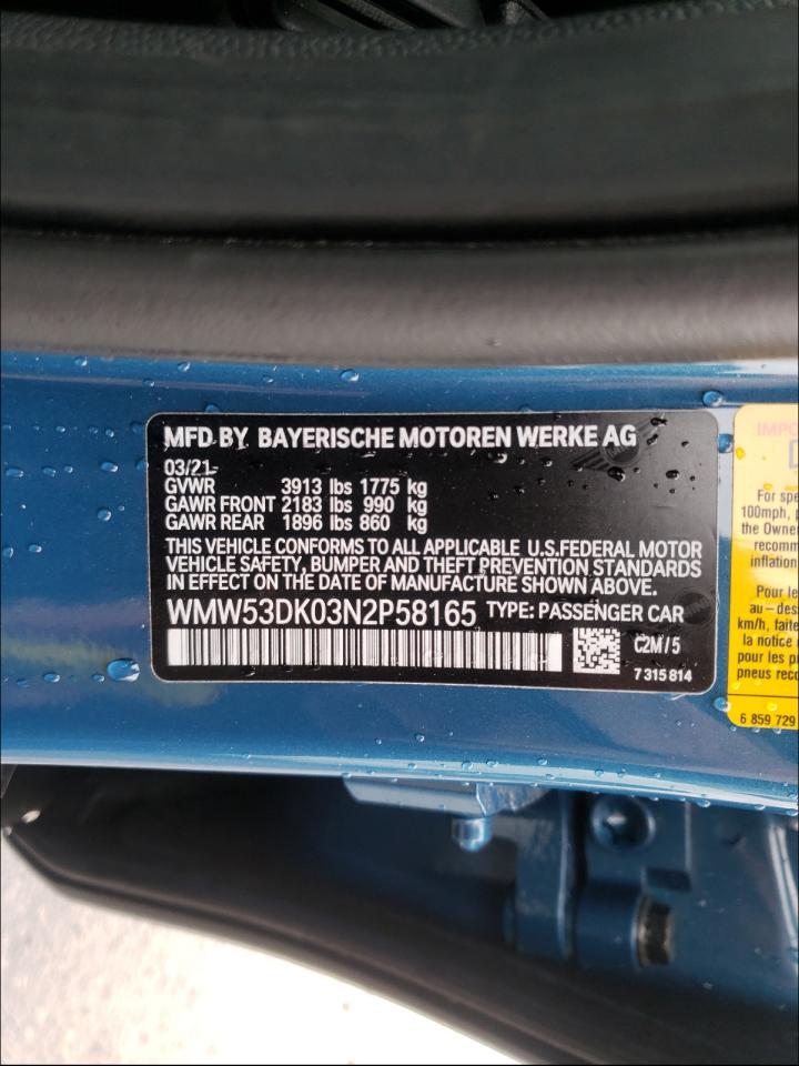Photo 10 from auction – 2022 MINI COOPER S with VIN WMW53DK03N2P58165