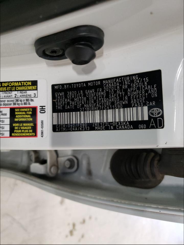 Photo 10 from auction – 2015 TOYOTA COROLLA L with VIN 2T1BURHE7FC411590