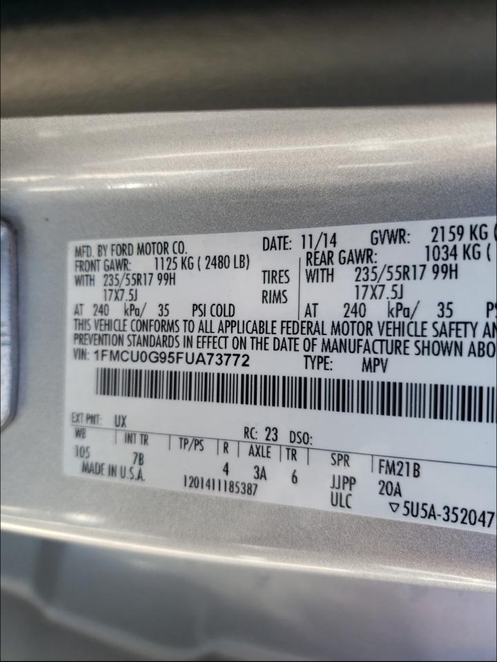 Photo 10 from auction – 2015 FORD ESCAPE SE with VIN 1FMCU0G95FUA73772