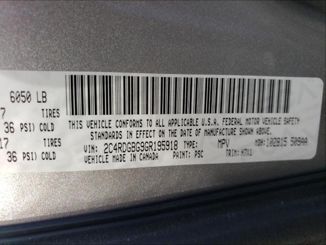 Photo 10 from auction – 2016 DODGE GRAND CARA with VIN 2C4RDGBG9GR195918