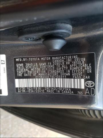 Photo 10 from auction – 2009 TOYOTA COROLLA BA with VIN 2T1BU40E19C105911