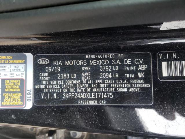 Photo 10 from auction – 2020 KIA FORTE FE with VIN 3KPF24ADXLE171475