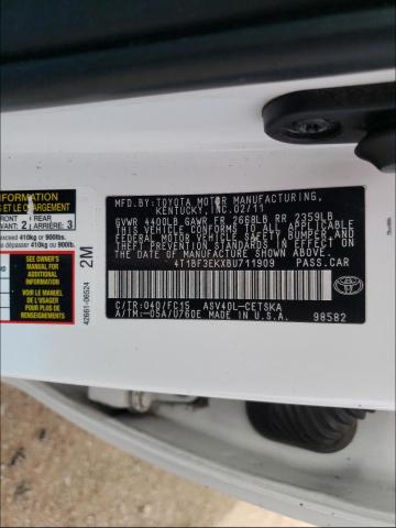 Photo 10 from auction – 2011 TOYOTA CAMRY BASE with VIN 4T1BF3EKXBU711909