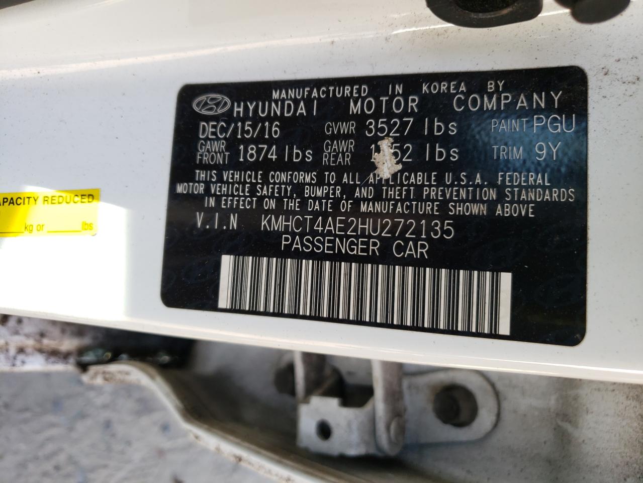 Photo 10 from auction – 2017 HYUNDAI ACCENT SE with VIN KMHCT4AE2HU272135