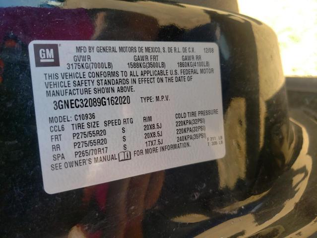Photo 10 from auction – 2009 CHEVROLET AVALANCHE with VIN 3GNEC32089G162020