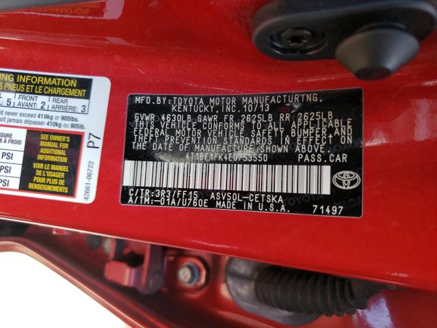 Photo 10 from auction – 2014 TOYOTA CAMRY L with VIN 4T1BF1FK4EU753550