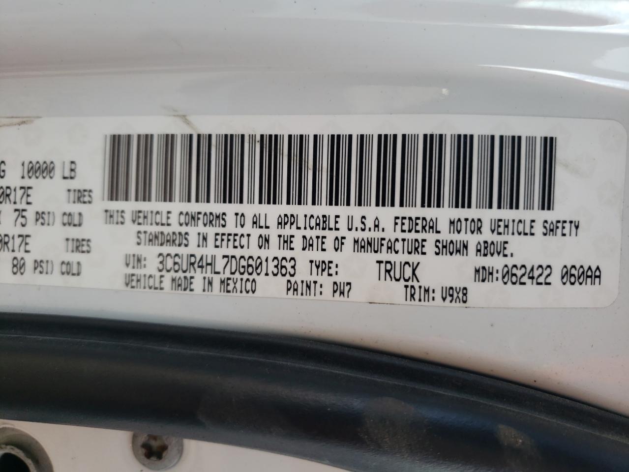 Photo 10 from auction – 2013 RAM 2500 ST with VIN 3C6UR4HL7DG601363