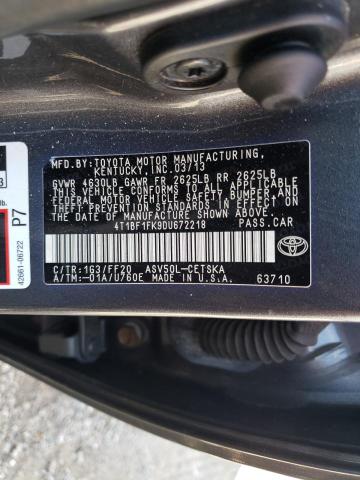 Photo 10 from auction – 2013 TOYOTA CAMRY L with VIN 4T1BF1FK9DU672218