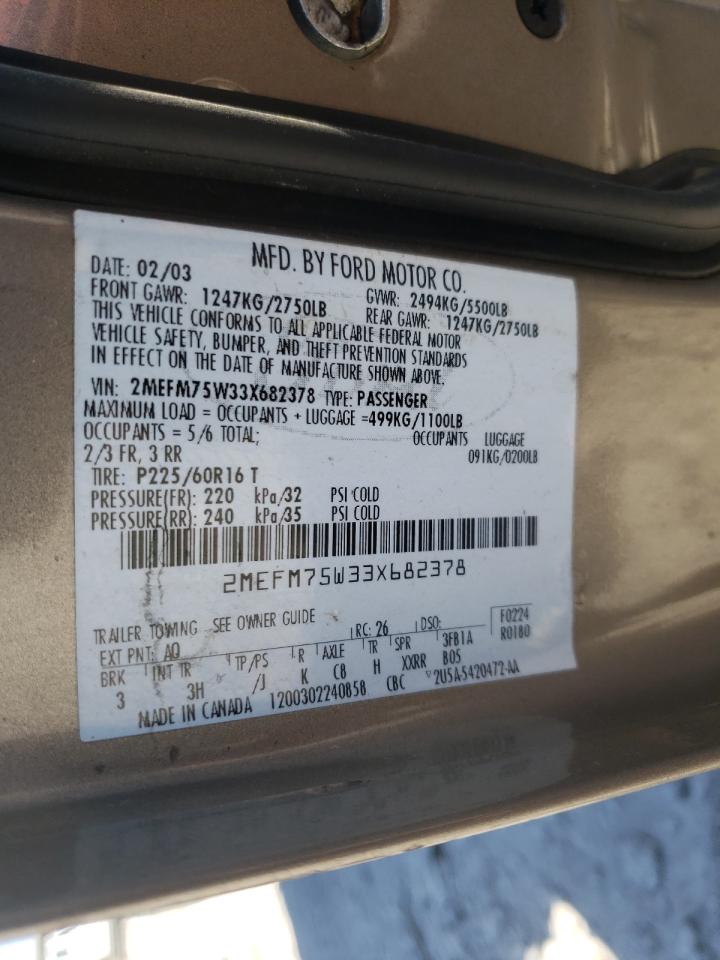 Photo 10 from auction – 2003 MERCURY GRAND MARQ with VIN 2MEFM75W33X682378