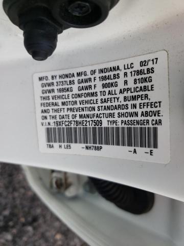 Photo 10 from auction – 2017 HONDA CIVIC EX with VIN 19XFC2F78HE217509