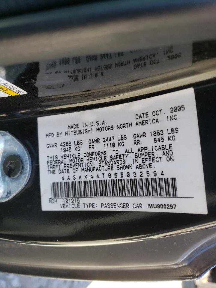Photo 10 from auction – 2006 MITSUBISHI ECLIPSE SE with VIN 4A3AK44T06E032594