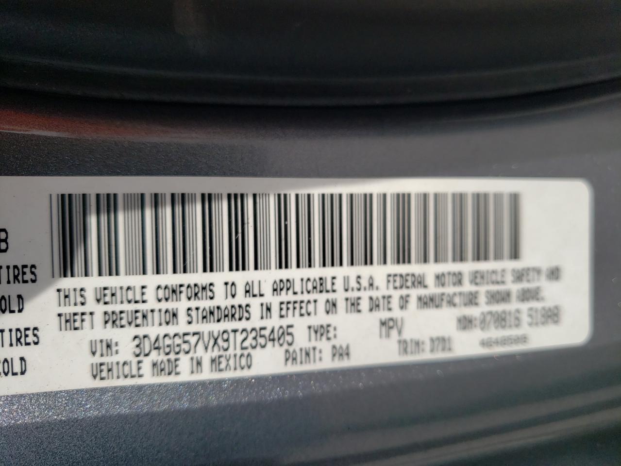 Photo 10 from auction – 2009 DODGE JOURNEY SX with VIN 3D4GG57VX9T235405