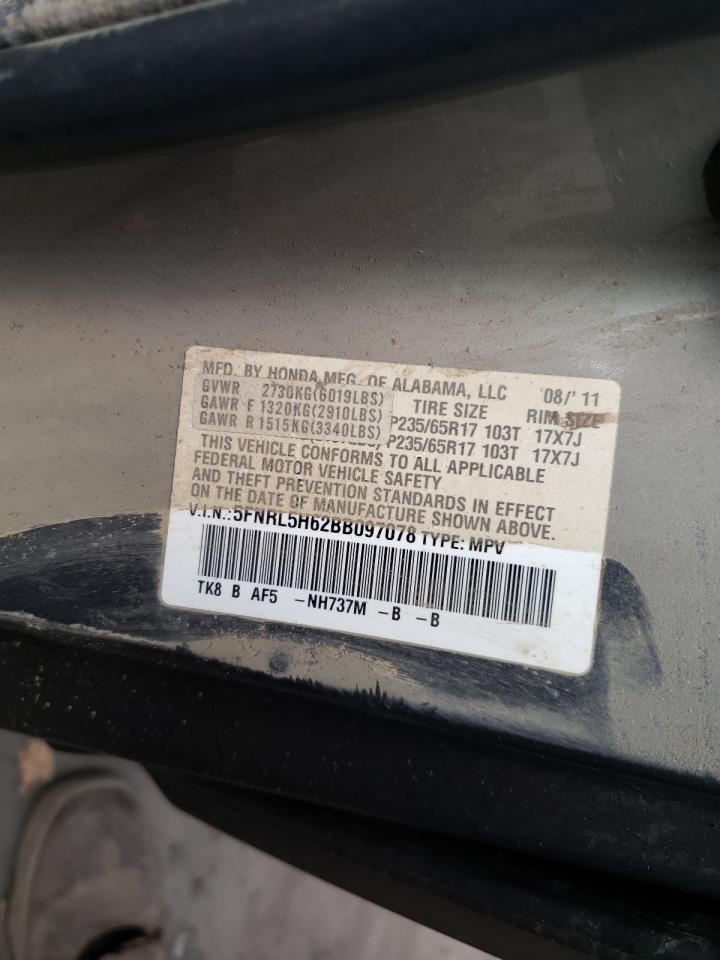 Photo 10 from auction – 2011 HONDA ODYSSEY EX with VIN 5FNRL5H62BB097078