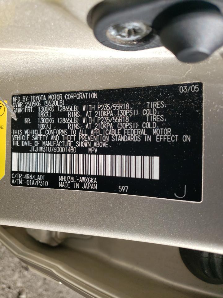 Photo 10 from auction – 2006 LEXUS RX 400 with VIN JTJHW31U760001480