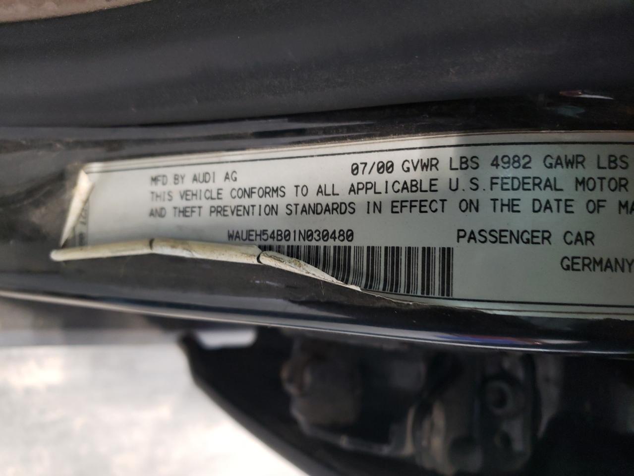 Photo 10 from auction – 2001 AUDI A6 2.8 QUA with VIN WAUEH54B01N030480