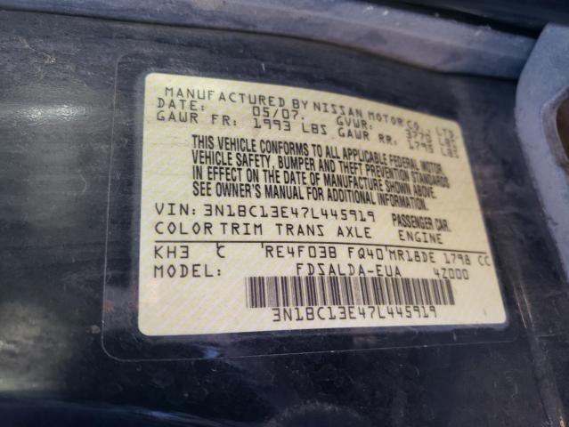 Photo 10 from auction – 2007 NISSAN VERSA S with VIN 3N1BC13E47L445919