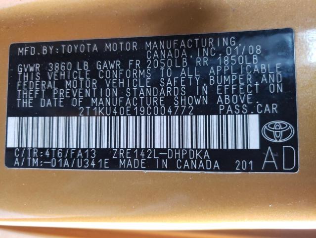 Photo 10 from auction – 2009 TOYOTA COROLLA MA with VIN 2T1KU40E19C004772
