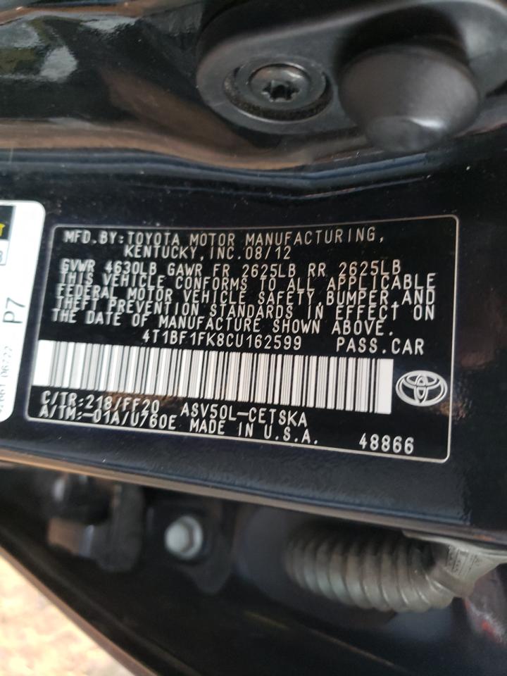 Photo 10 from auction – 2012 TOYOTA CAMRY BASE with VIN 4T1BF1FK8CU162599