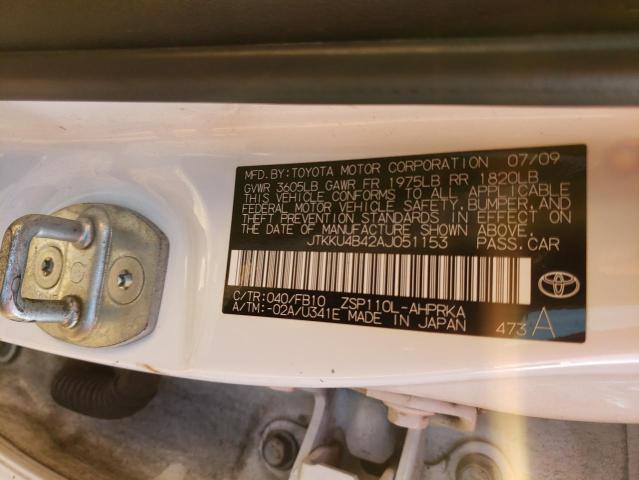 Photo 10 from auction – 2010 TOYOTA SCION XD with VIN JTKKU4B42AJ051153