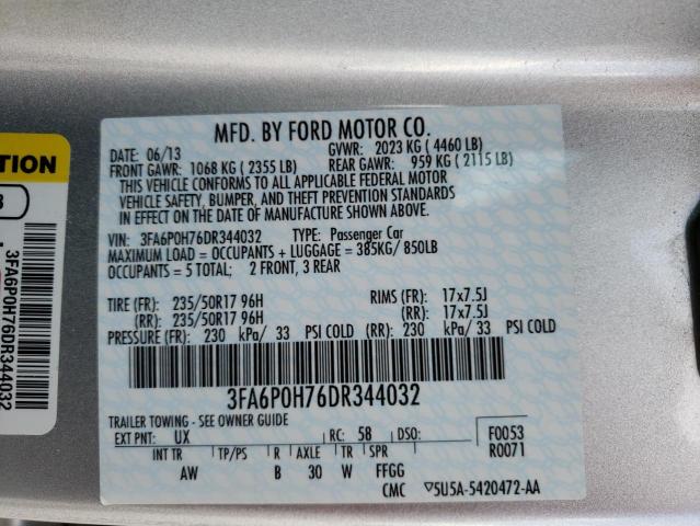 Photo 10 from auction – 2013 FORD FUSION SE with VIN 3FA6P0H76DR344032