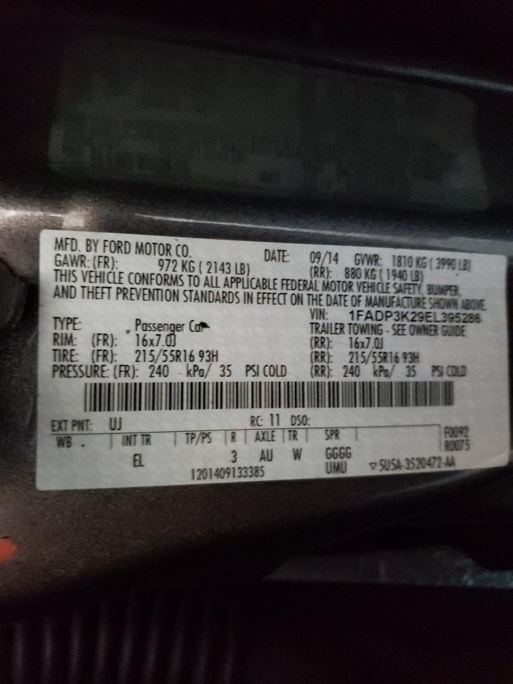Photo 10 from auction – 2014 FORD FOCUS SE with VIN 1FADP3K29EL395286