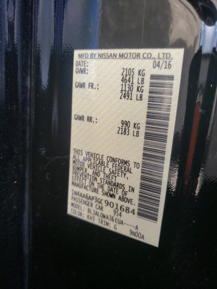 Photo 10 from auction – 2016 NISSAN MAXIMA 3.5 with VIN 1N4AA6AP3GC901684