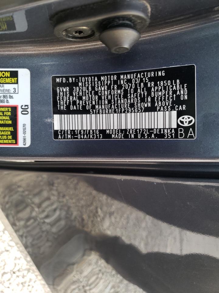 Photo 10 from auction – 2015 TOYOTA COROLLA L with VIN 5YFBURHE1FP295657