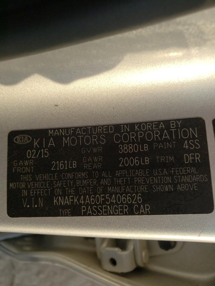Photo 10 from auction – 2015 KIA FORTE LX with VIN KNAFK4A60F5406626