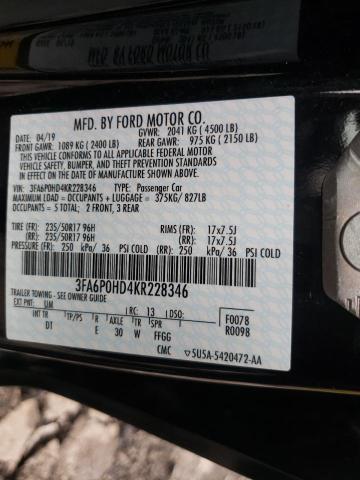 Photo 10 from auction – 2019 FORD FUSION SE with VIN 3FA6P0HD4KR228346