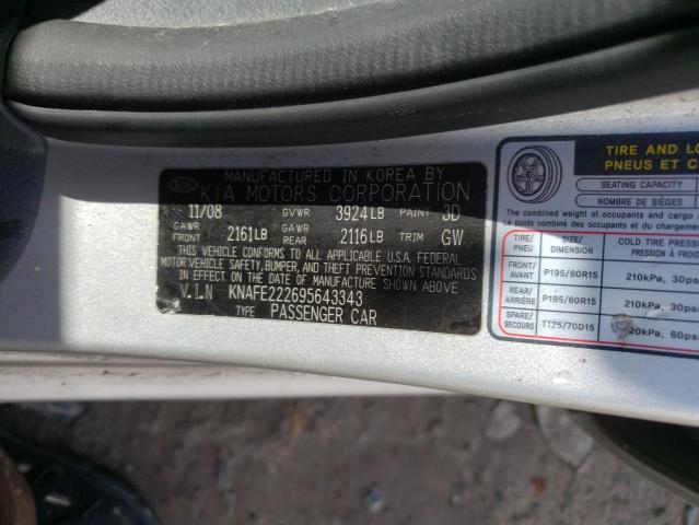 Photo 10 from auction – 2009 KIA SPECTRA with VIN KNAFE222695643343