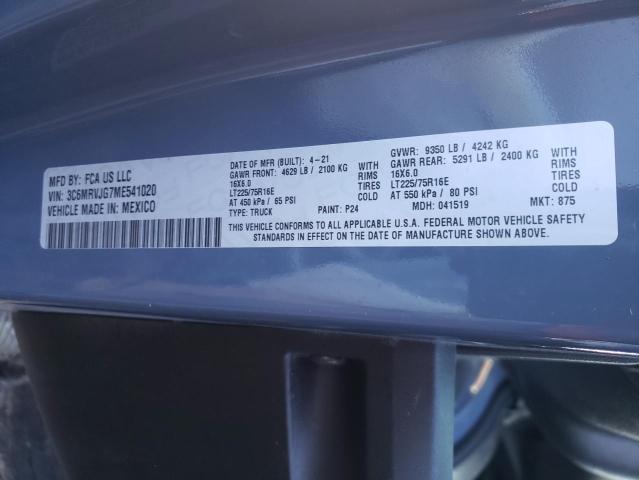 Photo 10 from auction – 2021 RAM PROMASTER with VIN 3C6MRVJG7ME541020