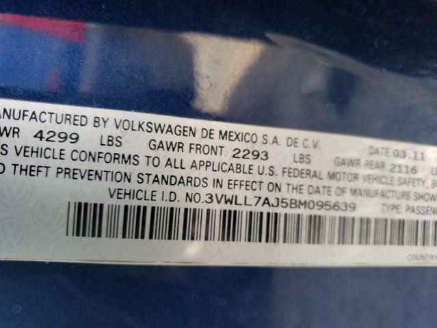 Photo 10 from auction – 2011 VOLKSWAGEN JETTA TDI with VIN 3VWLL7AJ5BM095639